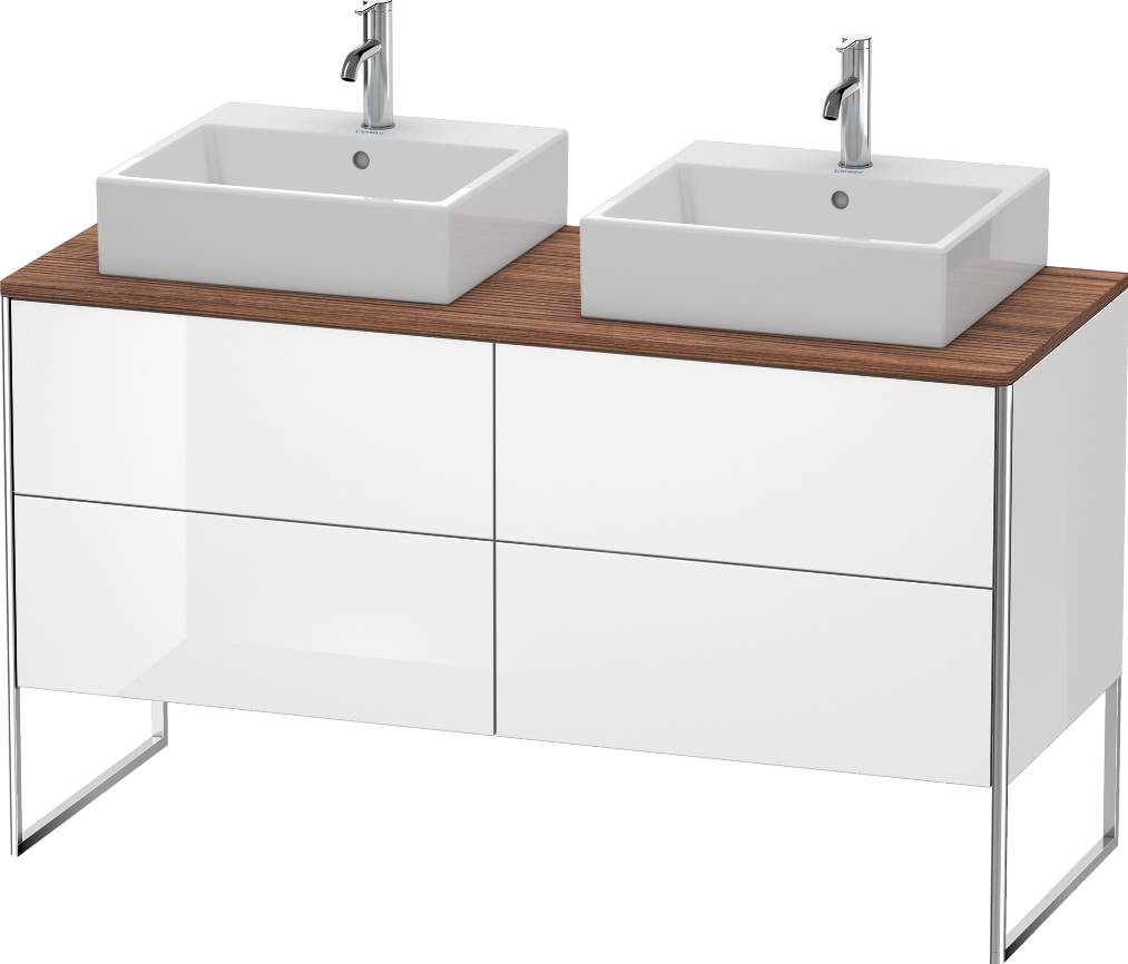 Duravit XSquare База на ножках  на 2 раковины  140х57.8х40см, с 4 выдв ящик, напольная, цвет: белый/орех