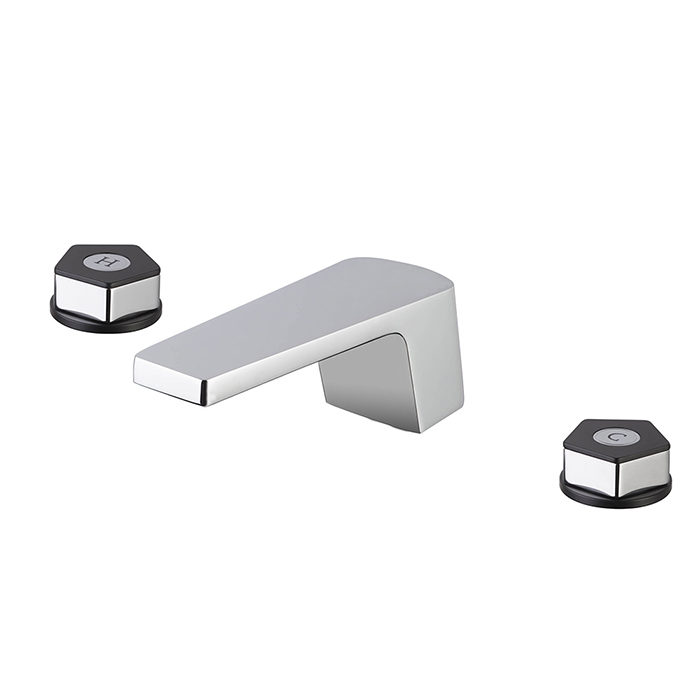 Newform ParkLE Смеситель для раковины, 3 отв., с донным клапаном, цвет: хром/черный матовый