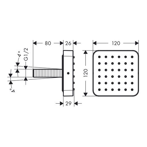 Axor Citterio E, Душевой модуль 12 x 12, скрытый монтаж, цвет: хром