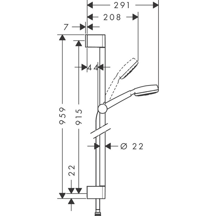 Hansgrohe Crometta 100 1j Uni Душевой гарнитур 95.9см., с ручным душем, цвет: хром