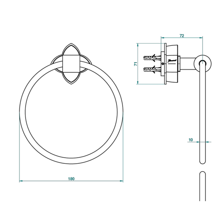 THG Pétale de cristal clair liseré doré Полотенцедержатель - кольцо 18см., подвесной, цвет: золото/прозрачный хрусталь