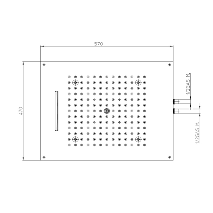 Bossini Dream Верхний душ 57x47см, с 4 LED RGB, 2 режима, потолочный, цвет: хром