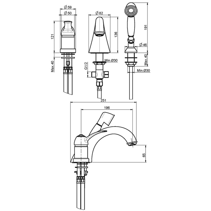 Carlo Frattini Lamp Смеситель к борту ванны, цвет: Хром