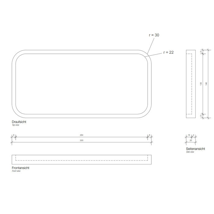 Decor Walther Stone Tab Лоток универсальный 30x14.5см, настольный, цвет: белый