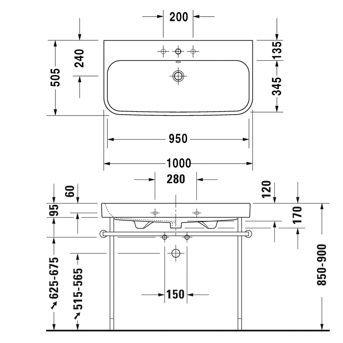 Duravit Happy D.2 Раковина 100x50.5 см, 1 отв., с переливом, цвет: белый