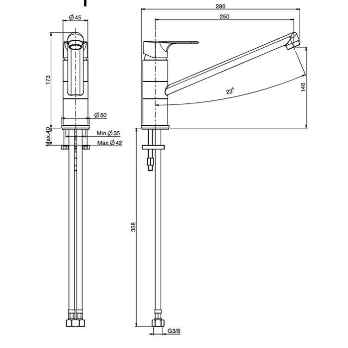 Fima Carlo Frattini Kitchen Смеситель для кухни, на 1 отв., Serie 22, цвет: хром