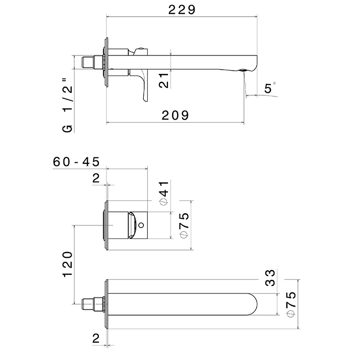 Newform Linfa II Смеситель для раковины, встраиваемый, длинный излив, внешняя часть, цвет: titanium satin