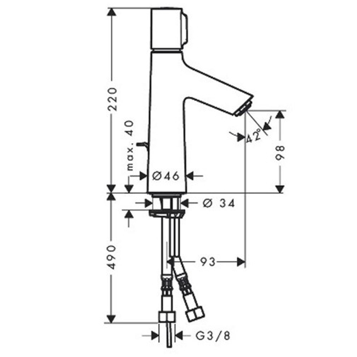 Hansgrohe Talis Select S, Смеситель для раковины, с донным клапаном,  Цвет: Хром