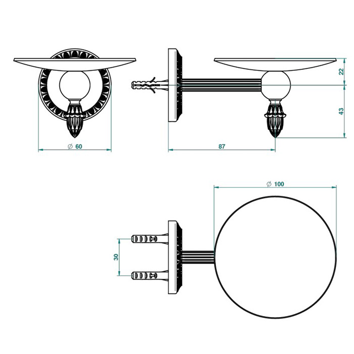 THG Malmaison metal Мыльница металлическая, подвесная, цвет: полированное золото