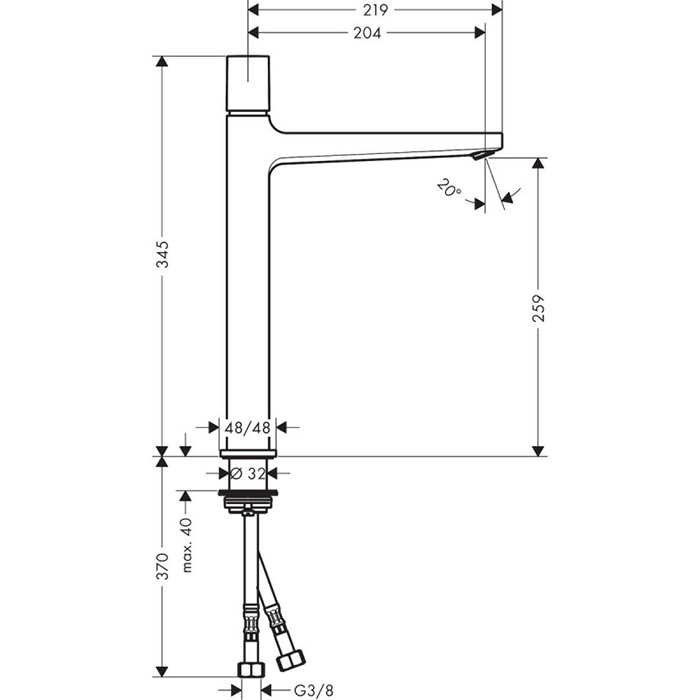 Hansgrohe Metropol Смеситель для раковины, на 1 отв., h: 34.5см., цвет: хром