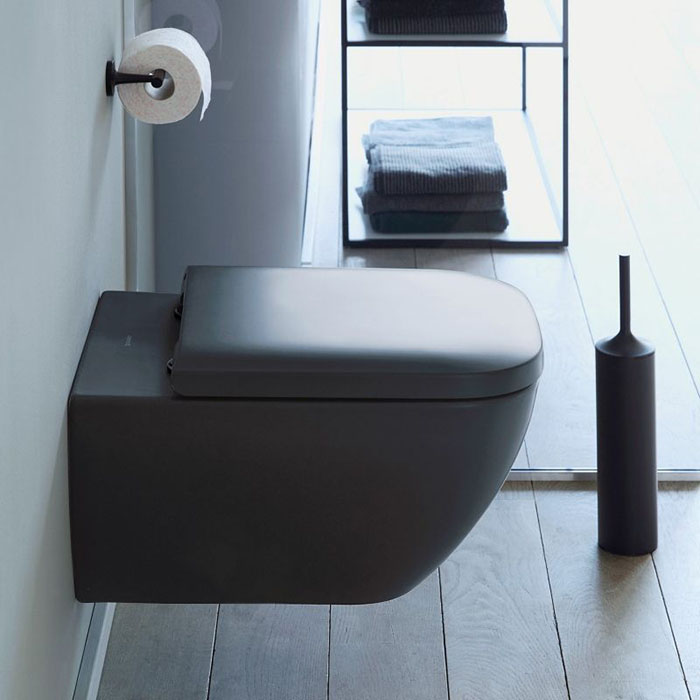 Duravit Happy D.2 Plus Унитаз подвесной rimless 36.5x54см, , вкл. крепление Durafix, с покрытием WG, цвет: антрацит матовый