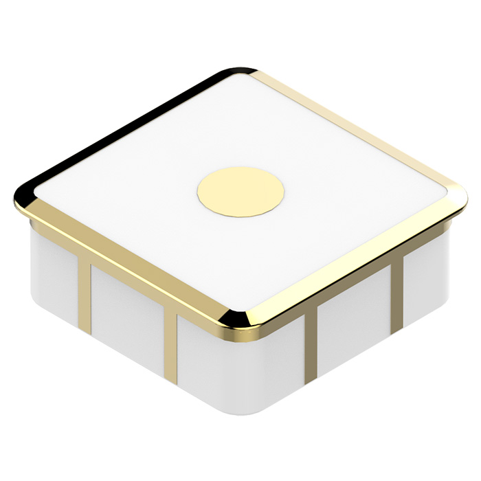 THG ITHAQUE DECOR OR Керамическая коробка для таблеток, декор золото, цвет: белый