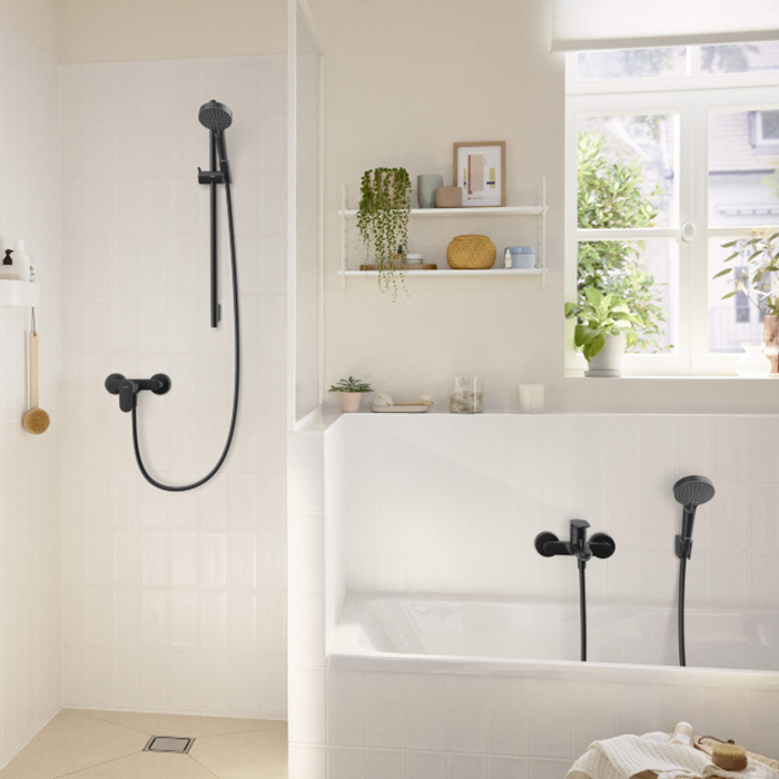 Hansgrohe Rebris S Смеситель для ванны, настенный, цвет: черный матовый