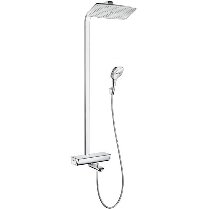 Hansgrohe Raindance Select Showerpipe 360 Душевой гарнитур, в набор входят: термостат с запорным и переключающим вентилем, переключатель для ручного душа, верхний душ Raindance E AIR 1jet 360x190 мм, ручной душ Raindance Select 150 3jet, душевой шланг 