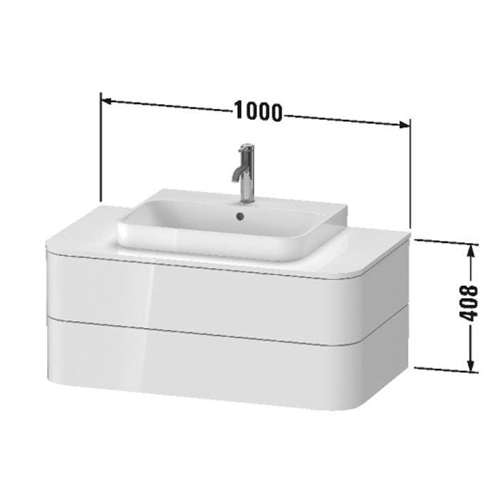 Duravit Happy D.2 Plus Тумба подвесная 100x55х40.8см с раковиной, 2 ящика, цвет: stone grey satin matt/Anthracite matt/белый