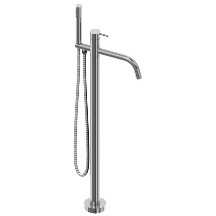 CISAL Xion Смеситель напольный однорычажный для ванны с ручной лейкой, держателем, шлангом 1,5 м, цвет: нержавеющая сталь