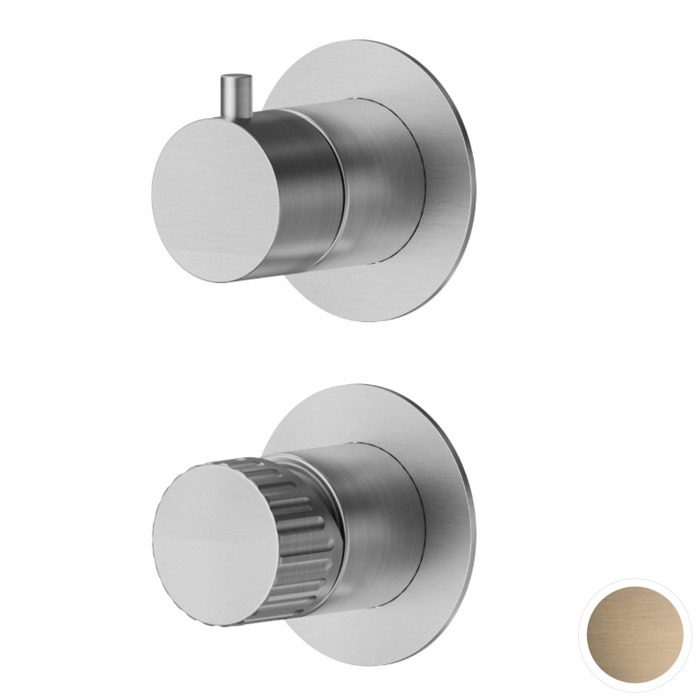 Newform Steel Line Смеситель для душа, встраиваемый, на 2 выхода, цвет: PVD Brushed pale gold