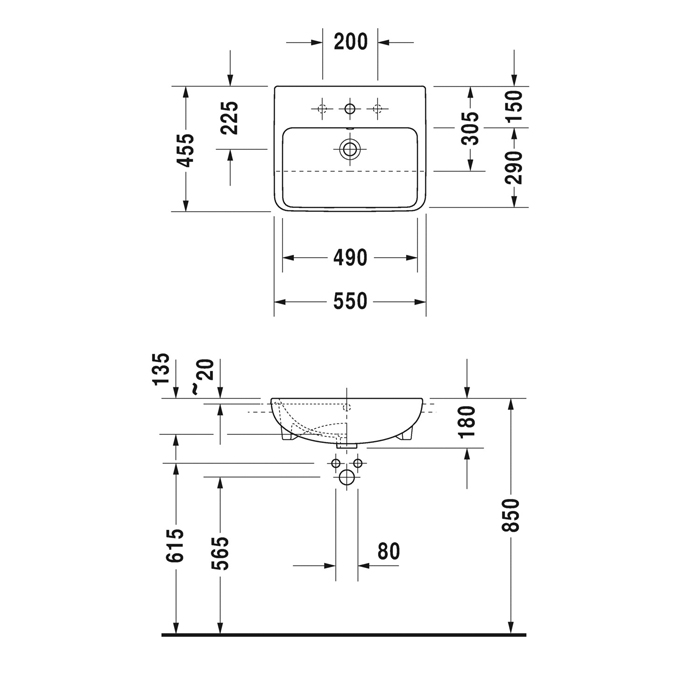 Duravit ME by Starck Раковина 55х45.5 см, 1 отв., цвет: белый