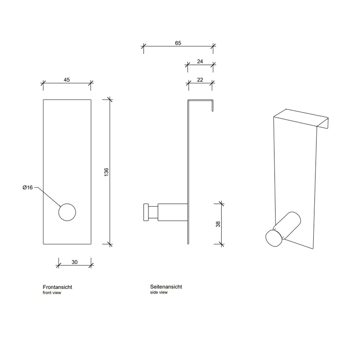 Decor Walther Basic THL 1 Крючок, подвесной, цвет: хром