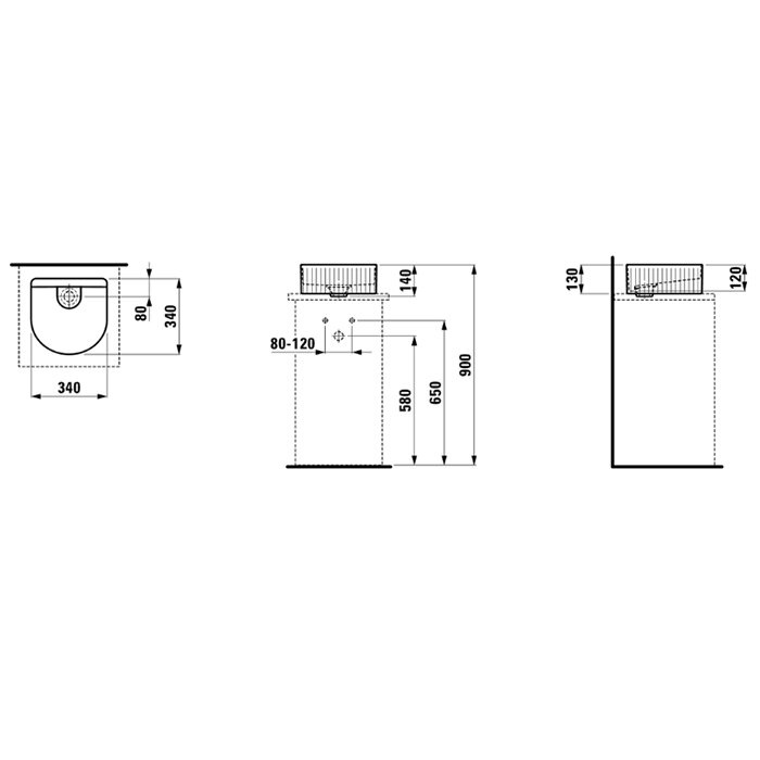 Laufen Sonar Раковина 34x34х13 см, без отв., без перелива, цвет: белый