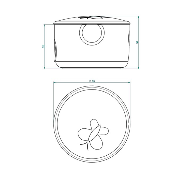 THG CAPUCINE MAUVE DECOR OR Коробка для таблеток керамическая, круглая ø55 мм., настольная, декор золото/лиловый, цвет: белый