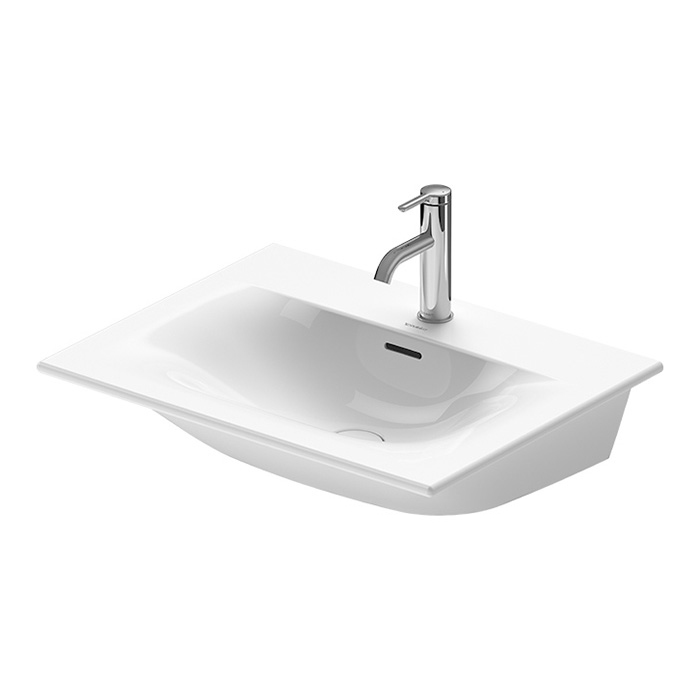 Duravit Happy D.2 Plus Раковина подвесная, 63х49см., с 2 отв., выпуск с керамической крышкой, WonderGliss, с переливом, цвет: белый