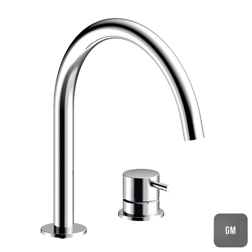 Almar Смеситель для раковины, 2 отв., без донного клапана, цвет: Gun Metal Brushed PVD