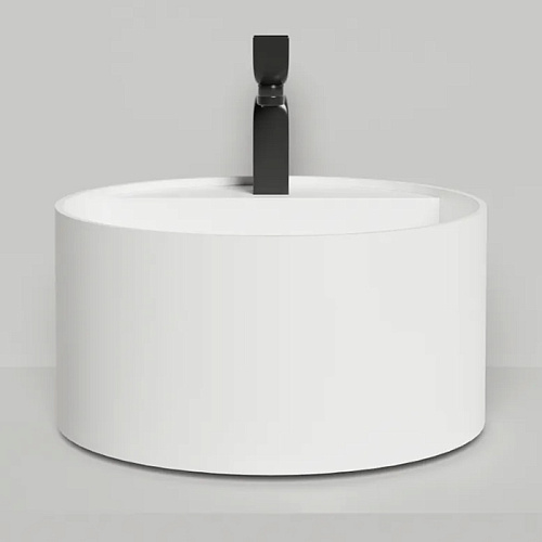 Salini Armonia Round Top 02 Раковина накладная 45х45х25см., с 1 отв. мат-л: S-Stone, цвет: белый  матовый