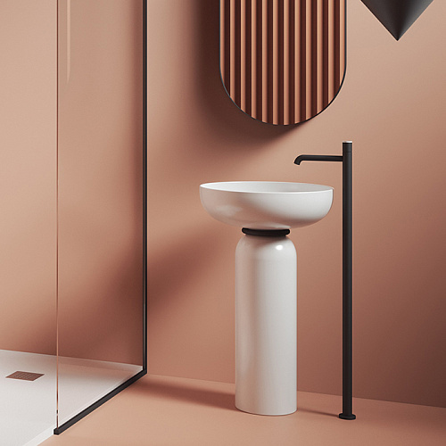 Artceram Jolie Раковина 50см., на пьедестале, пристенный монтаж,  цвет: белый матовый/черный