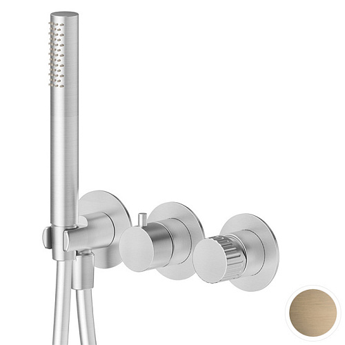 Newform Steel Line Смеситель для душа, настенный, на 2 выхода, цвет: PVD Brushed pale gold