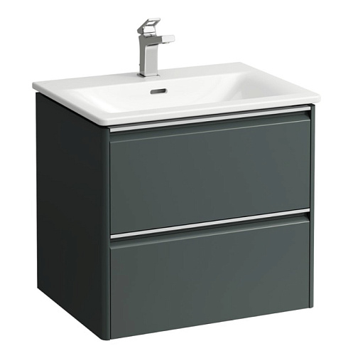 Laufen Palace Комплект мебели 600х450х545 мм., с раковиной Slim, 2 ящика, органайзер для ящика, ручка анодированный алюминий, цвет: интенсивный серый