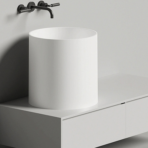 Salini Armonia 04 Раковина накладная 46хh45cм, без отв., материал: S-Stone, цвет: белый матовый