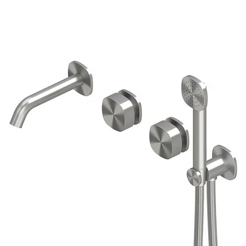 QuadroDesign Super Смеситель для душа, настенный, с ручным душем, цвет: Brushed Stainless Steel