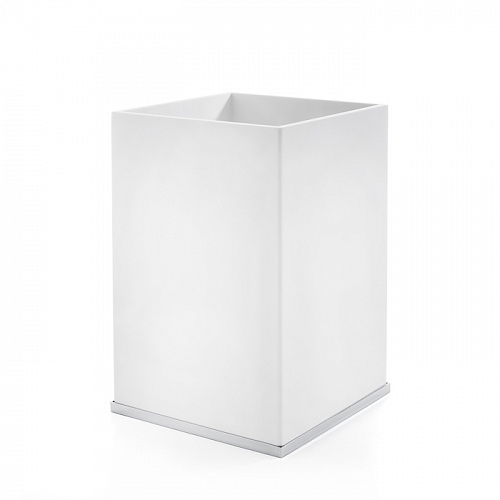 3SC Mood Deluxe White Ведро, без крышки, 20х30х20 см, композит Solid Surface, цвет: белый матовый/хром 