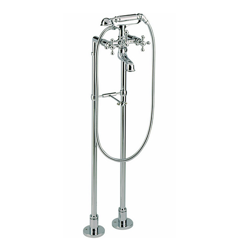 CISAL Arcana Ceramic Смеситель напольный двухвентильный для ванны с ручной лейкой, держателем и шлангом 150 см, цвет: хром 