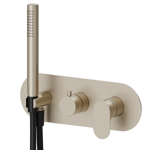Newform Linfa II Смеситель для душа, встраиваемый, с ручным душем, 2 потока, внешняя часть, цвет: gold satin
