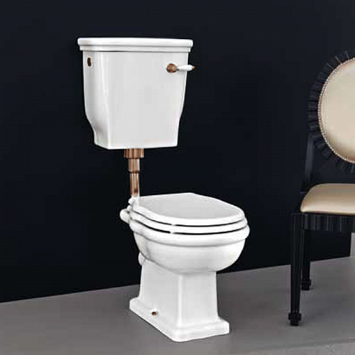 Artceram HERMITAGE Унитаз приставной слив в пол, 36х55см, с крепежом в комплекте, цвет: белый/бронза