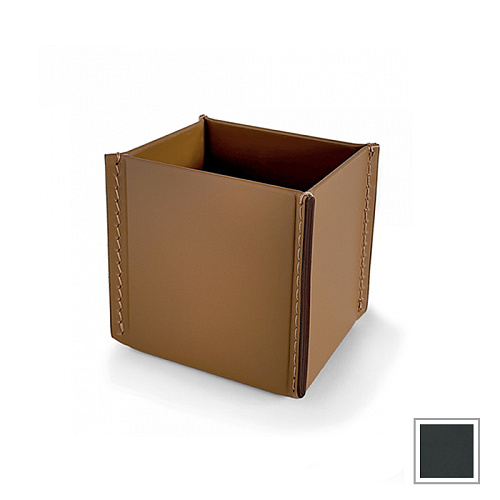 3SC Meridien Стакан для аксессуаров, настольный, гладкая кожа, цвет: Grigio Scuro