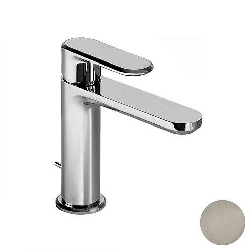 Cisal LineaViva Смеситель для раковины, на 1 отв., с донным клапаном, цвет: Nichel Spazzolato