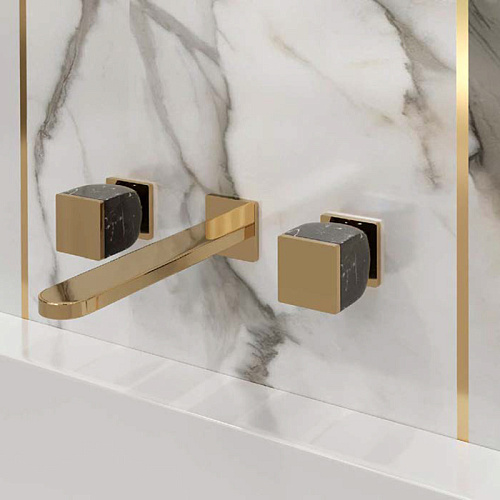 Cisal Hi-Rise Смеситель для раковины, встраиваемый, внешняя часть, цвет: мрамор MarmoNeroMarquinia/Oro24K