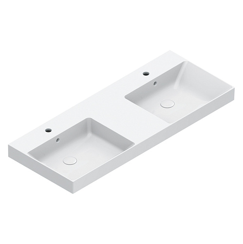 Catalano Zero Раковина 125x50см двойная, c 2 отв., цвет: белый глянцевый