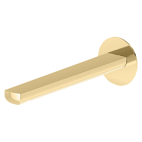 Newform Haka Излив для раковины 22.9см., настенный, с подключением на 1/2”, цвет: PVD brushed gold