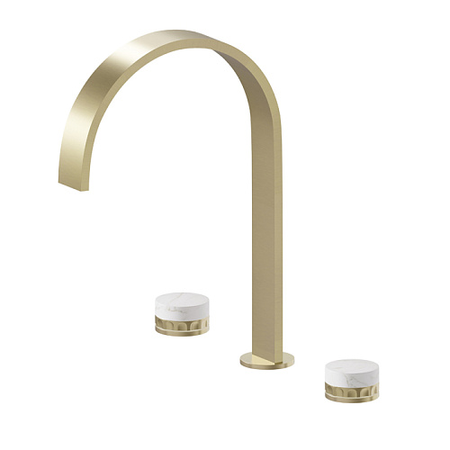 Newform Ionika Allure Смеситель для раковины, 3 отв., высокий, цвет: PVD brushed pale gold