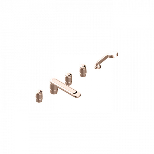 THG CORVAIR Смеситель на борт ванны на 5 отверстий, двойной, с ручным душем, цвет: Blush PVD