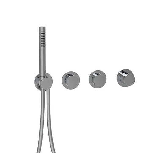 Almar Modular PUSH Смеситель для душа, встраиваемый, термостатический, на 2 потребителя с модулем ручного душа, цвет: оружейный металл брашированный PVD
