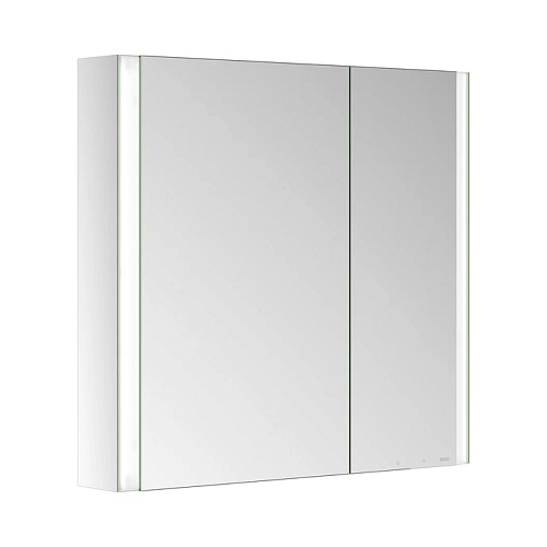 Keuco Somaris Зеркальный шкаф, 80x71x12.8см, 2-дверный двустор. зеркало, с обогревом, IP 44, закр., корпус: алюминий серебристый