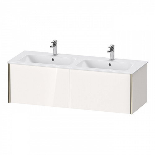 Duravit XViu Тумба подвесная 128x48x40см, с двойной раковиной, 2 ящика, цвет: белый глянцевый/champagne matt