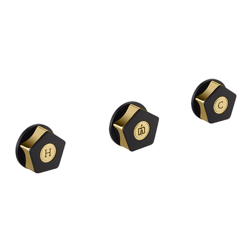 Newform ParkLE Смеситель для душа, встраиваемый, термостатический, на 3 потока, цвет: PVD glossy gold/черный матовый