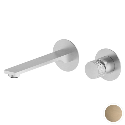 Newform Steel Line Смеситель для раковины, настенный, без донного клапана, цвет: pvd brushed pale gold