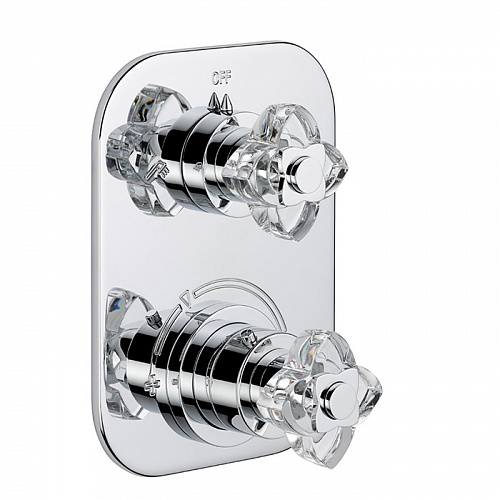 THG Pétale de cristal clair Смеситель для душа, термостатический, с переключателем на 2 потока, цвет: хром/прозрачный хрусталь